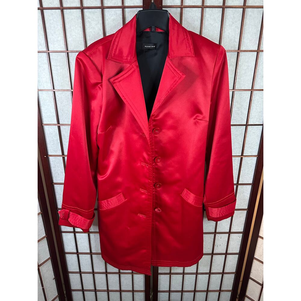 vintage Spense satin/shiny red coat for holiday/new years eve size medium